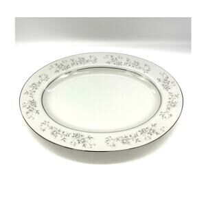 Vintage Platinum Rose Fine China Serving Platter 12.5" Made in Japan